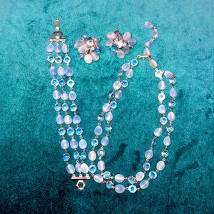 Antique jewelry set. Blue glass